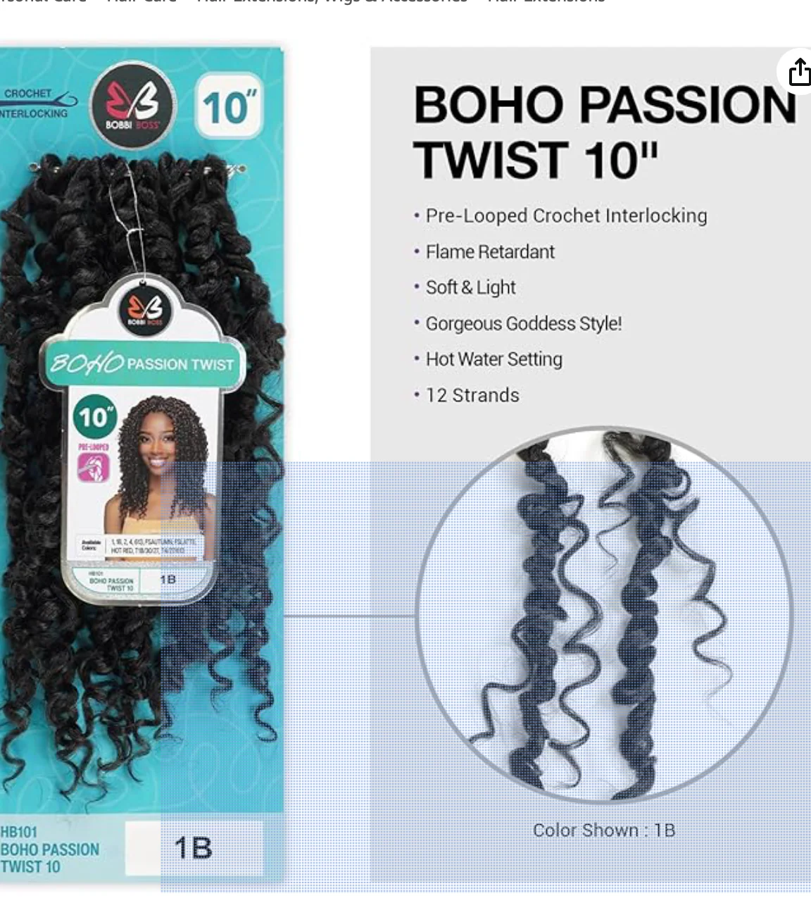 3X Passion Twist Boho Hair Extensions 10″ Soft, Lightweight, Natural-Looking Protective Style - Image 3