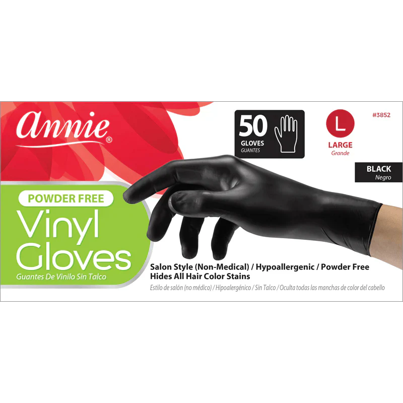 Annie Black Vinyl Gloves 50 Pack - Image 2