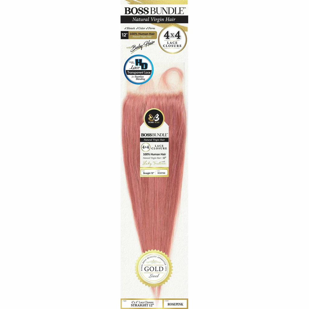Boss Bundle Virgin Human Hair Straight 4X4 Closure - 12" - Image 4