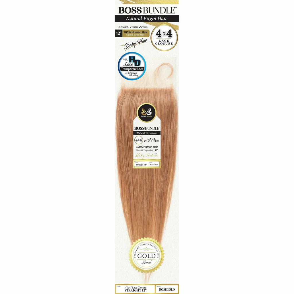 Boss Bundle Virgin Human Hair Straight 4X4 Closure - 12" - Image 6