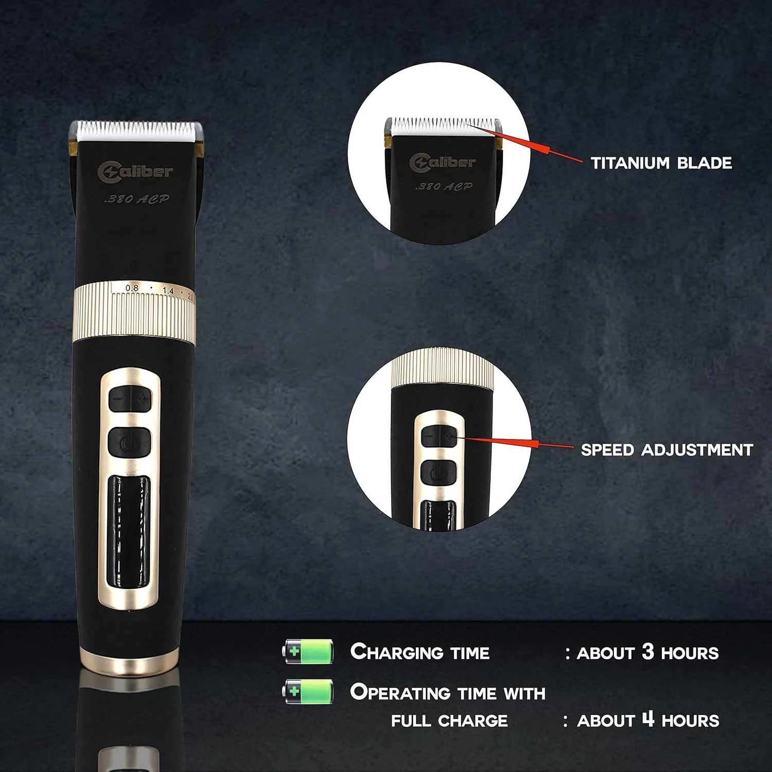 Caliber .380 Acp Black Detachable / Adjustable Professional Clipper - Image 3