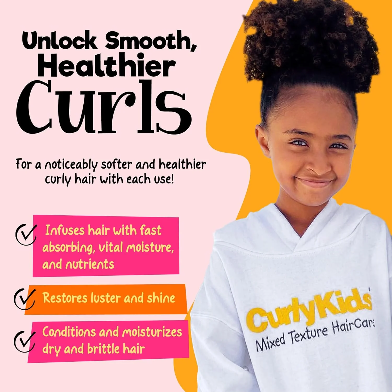 CurlyKids Hair Detangler Conditioner for Kids Kinky, Wavy & Curly Hair 8 oz - Image 2