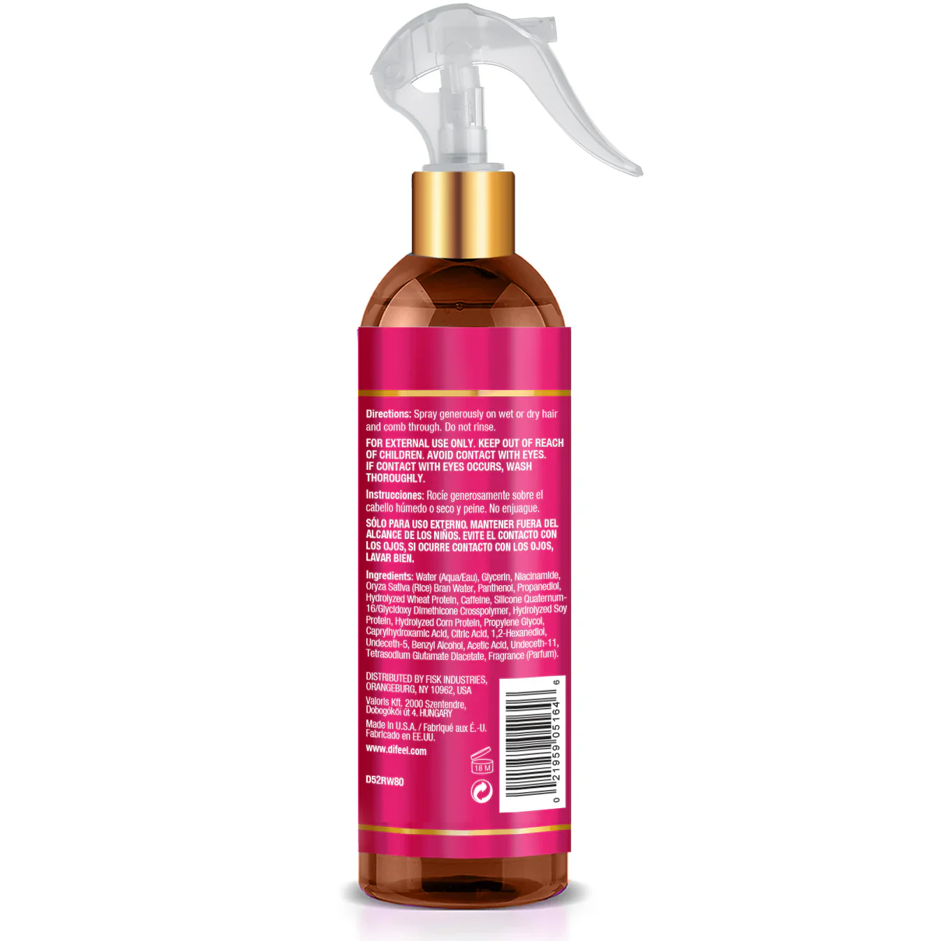 Difeel Rice Water Leave-in Conditioning Spray 8 oz - Image 2