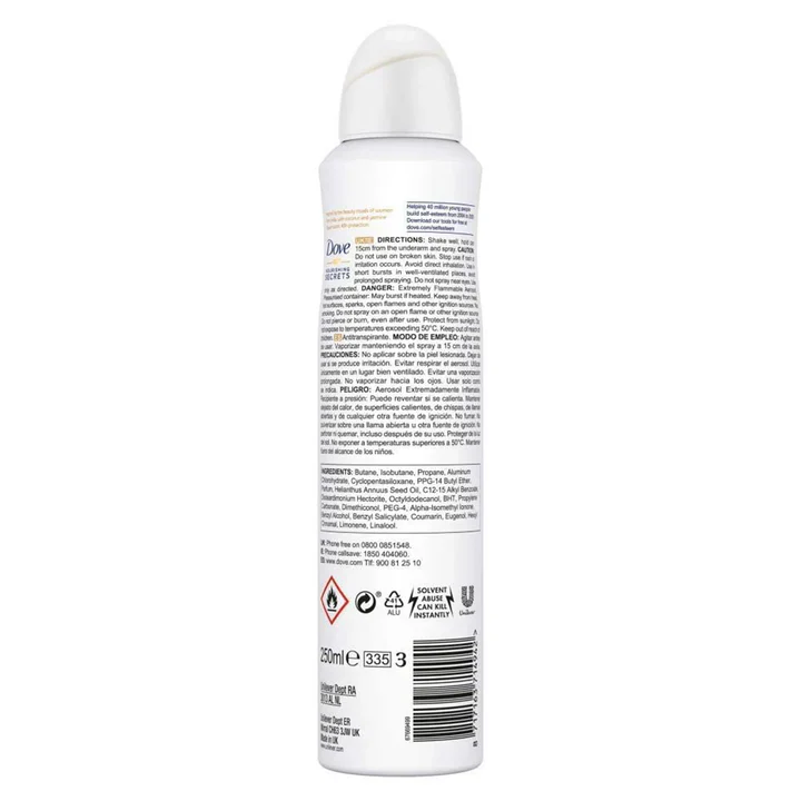 Dove Coconut & Deodorant spray 250ML - Image 3