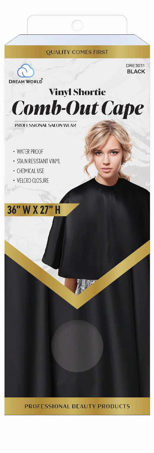 Dream World Black Vinyl Shortie Comb Out Cape (DRE3031)