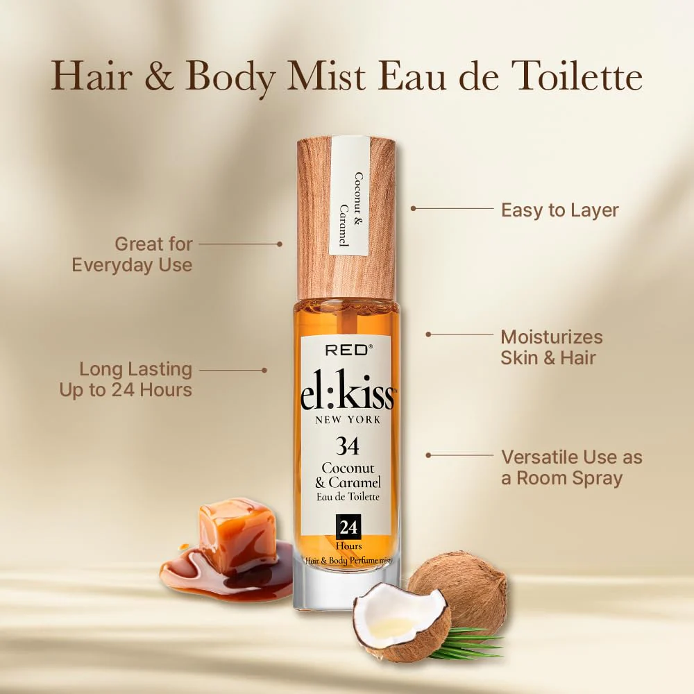 Red EL KISS Hair Perfume & Body Mist Long-Lasting Fragrance 1.01 fl oz - Image 12