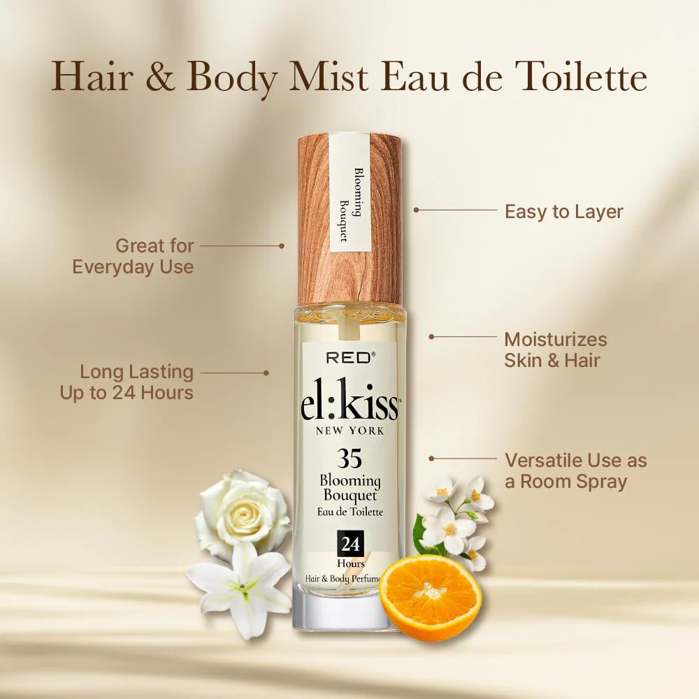 Red EL KISS Hair Perfume & Body Mist Long-Lasting Fragrance 1.01 fl oz - Image 15