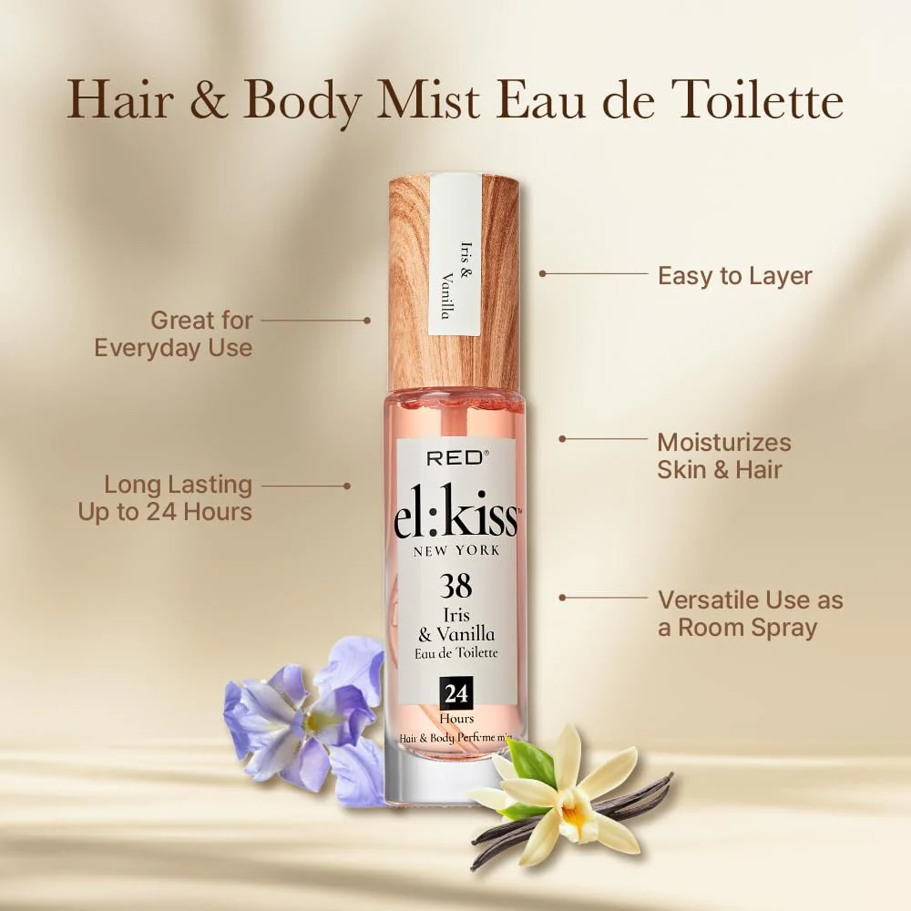 Red EL KISS Hair Perfume & Body Mist Long-Lasting Fragrance 1.01 fl oz - Image 24