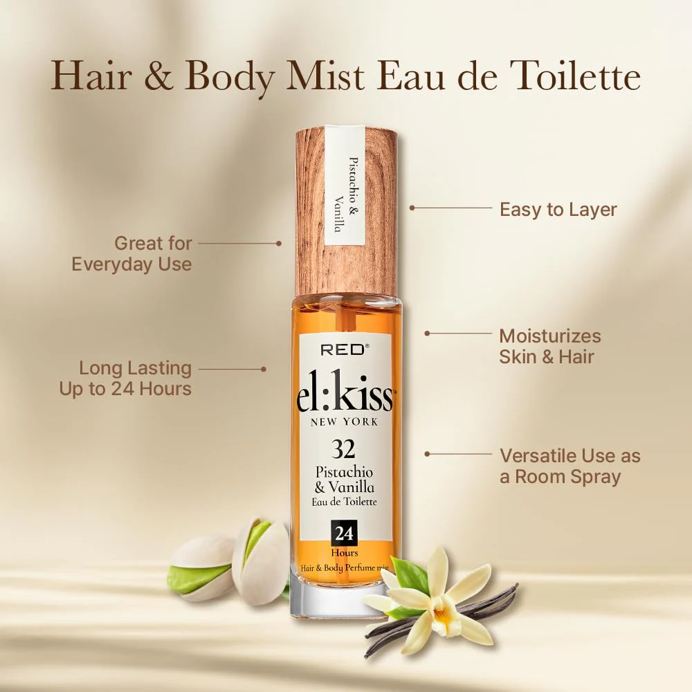 Red EL KISS Hair Perfume & Body Mist Long-Lasting Fragrance 1.01 fl oz - Image 6