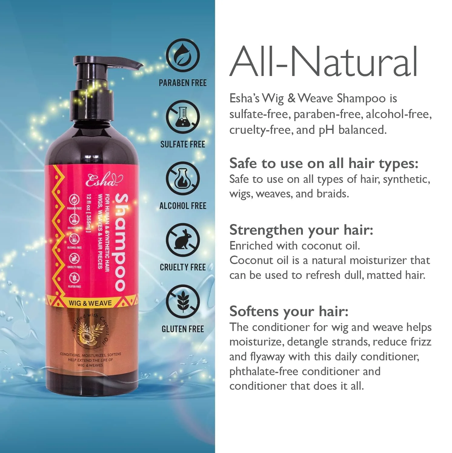 Esha Wig & Weave Revitalizing Shampoo 120z - Image 2