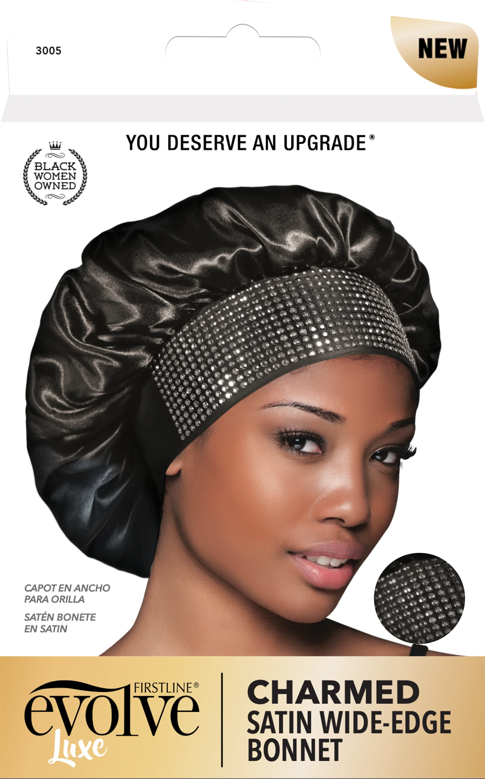 EVOLVE CHARMED SATIN WIDE-EDGE BONNET SILVER