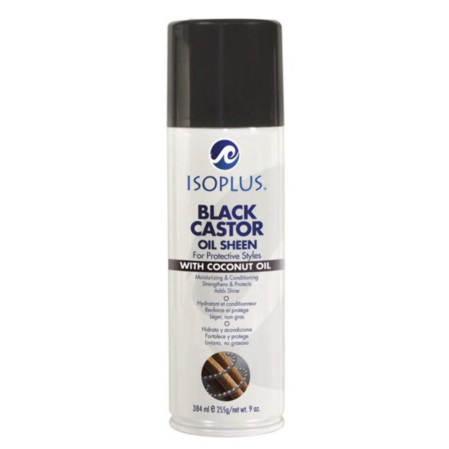 Isoplus Black Castor Oil Sheen Spray with Coconut Oil 9Oz