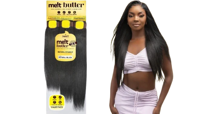 Janet Collection Melt Butter Human Hair – Natural Straight