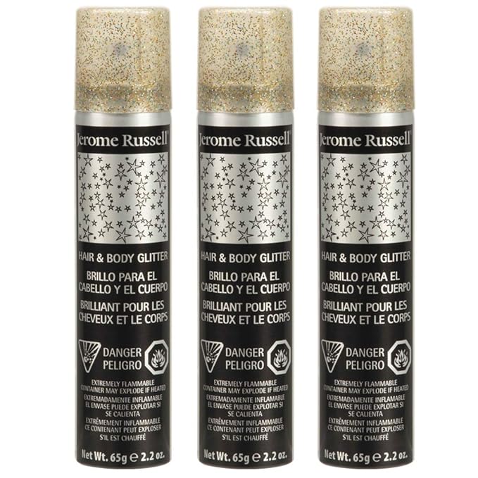 Jerome Russell Hair and Body Gold Glitter Spray 2.2Oz - Image 3