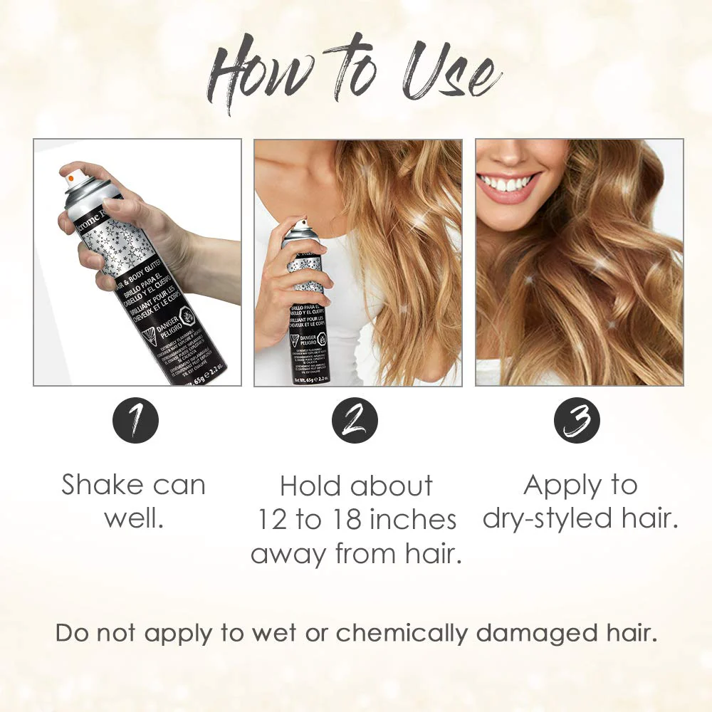 Jerome Russell Hair and Body Gold Glitter Spray 2.2Oz - Image 5