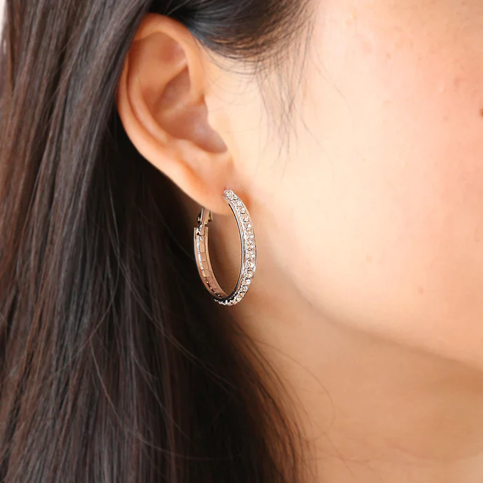 Joy Jewelry Premium Cubic Zirconia Sterling Silver Hoop Earrings - Image 2