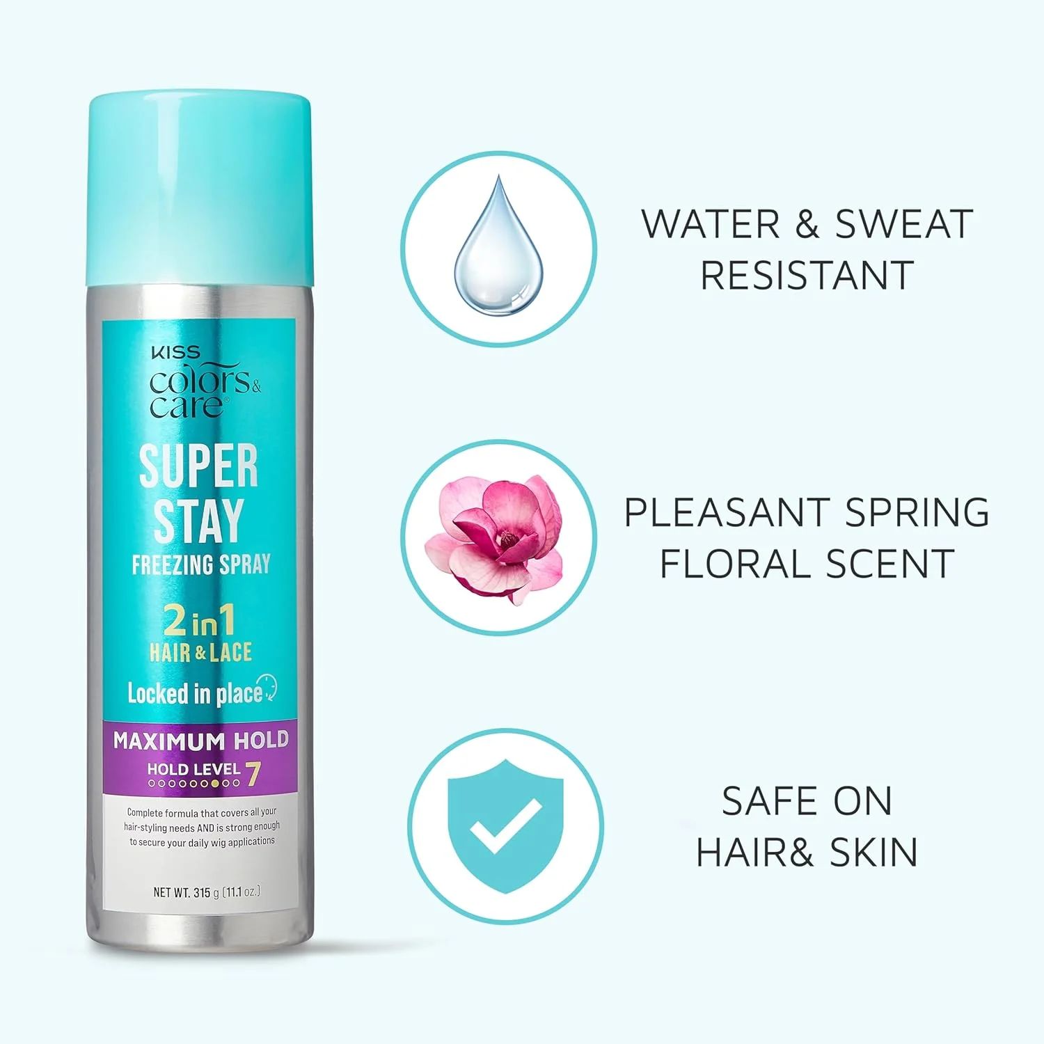 KISS Freezing Spray 2-in-1 Hair & Lace Max Hold, 11.1oz - Image 2
