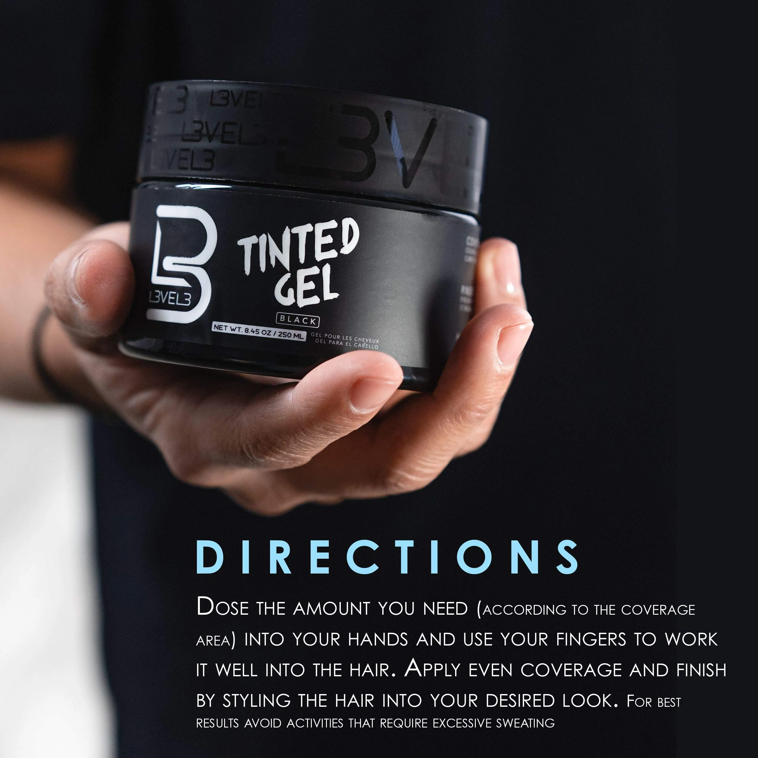 Level3 Tinted Gel Black 8.45Oz - Image 2