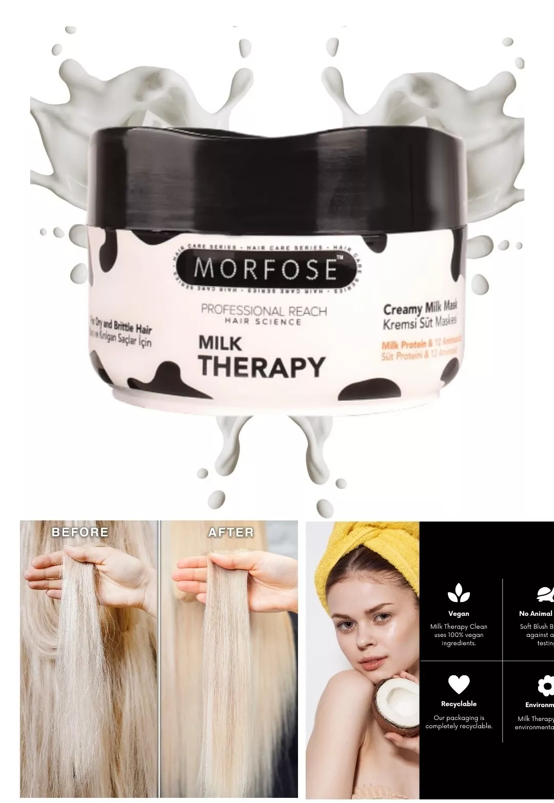 Morfose Professional Hair Mask with Milk Protein & Amino 16.9 oz