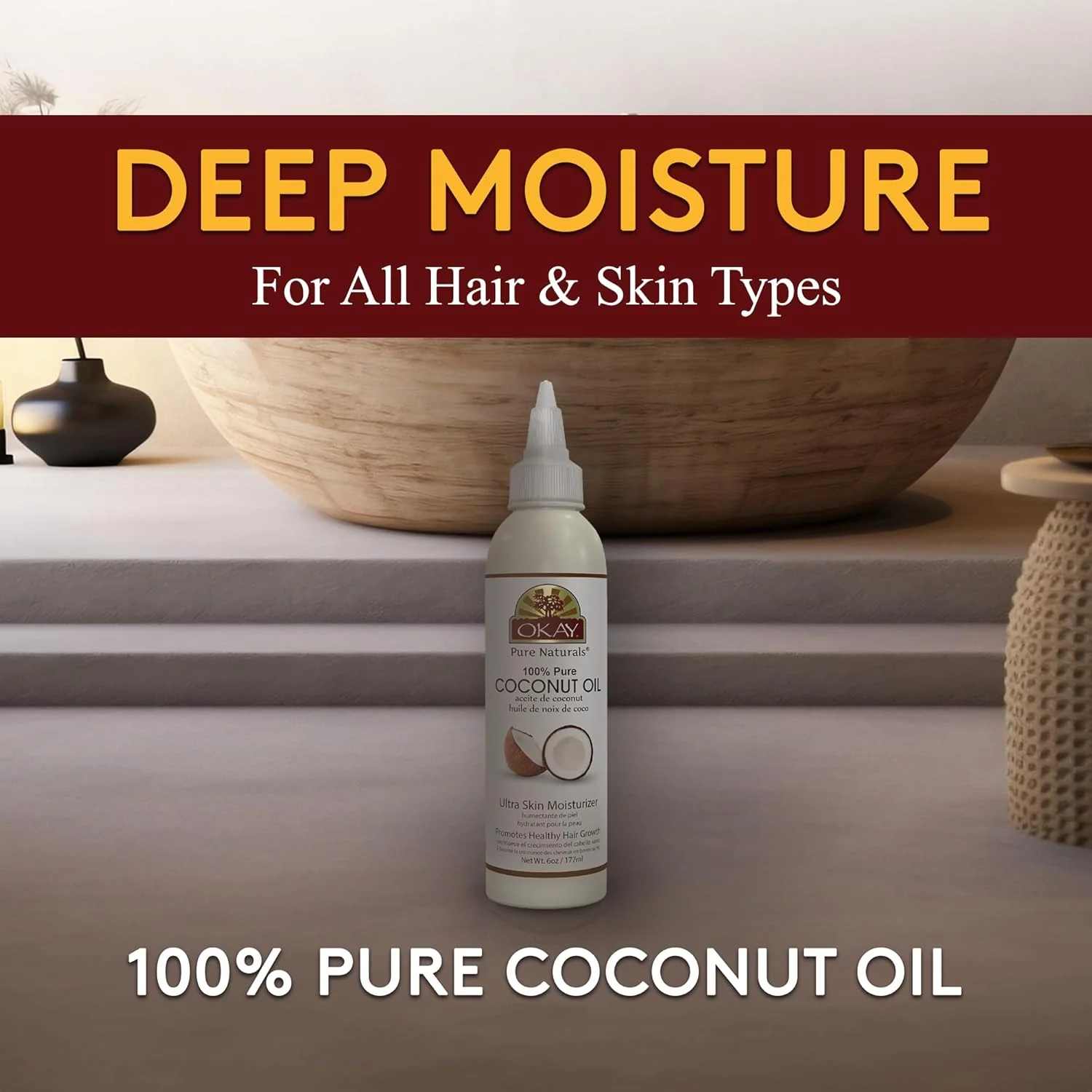 Okay Coconut Oil Deep Moisturizing 6oz Hair & Skin Care - Image 4