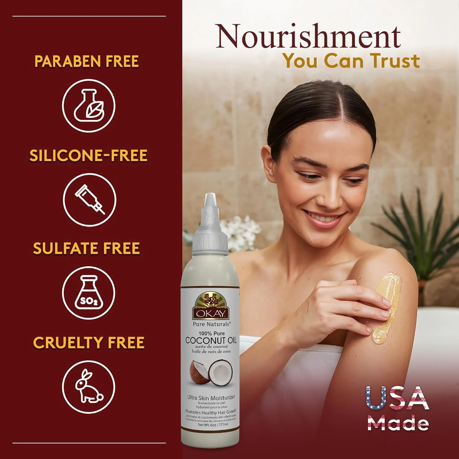 Okay Coconut Oil Deep Moisturizing 6oz Hair & Skin Care - Image 5