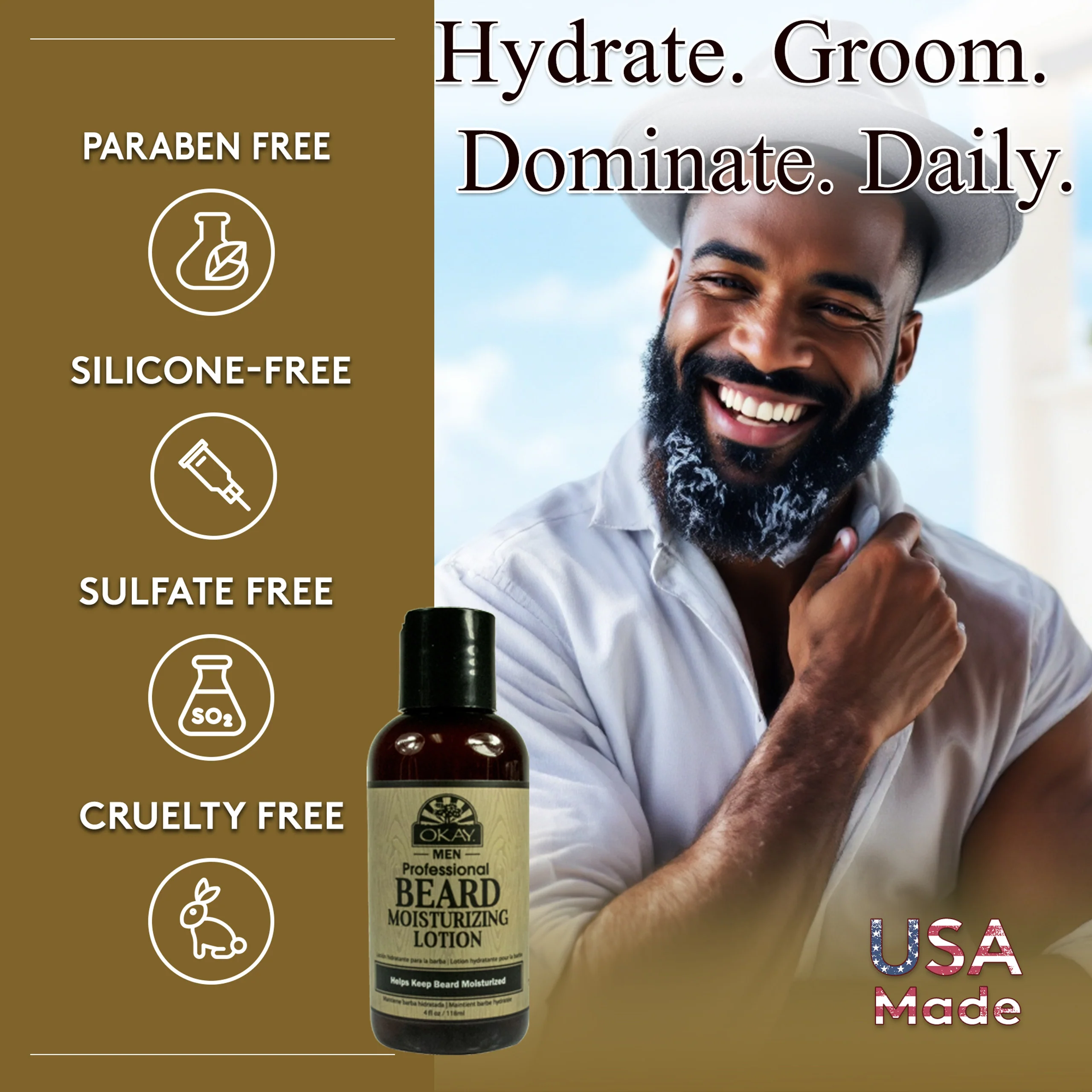 Okay Beard Moisturizing Lotion 4oz Hydrating & Softening Grooming Care for Men - Image 4