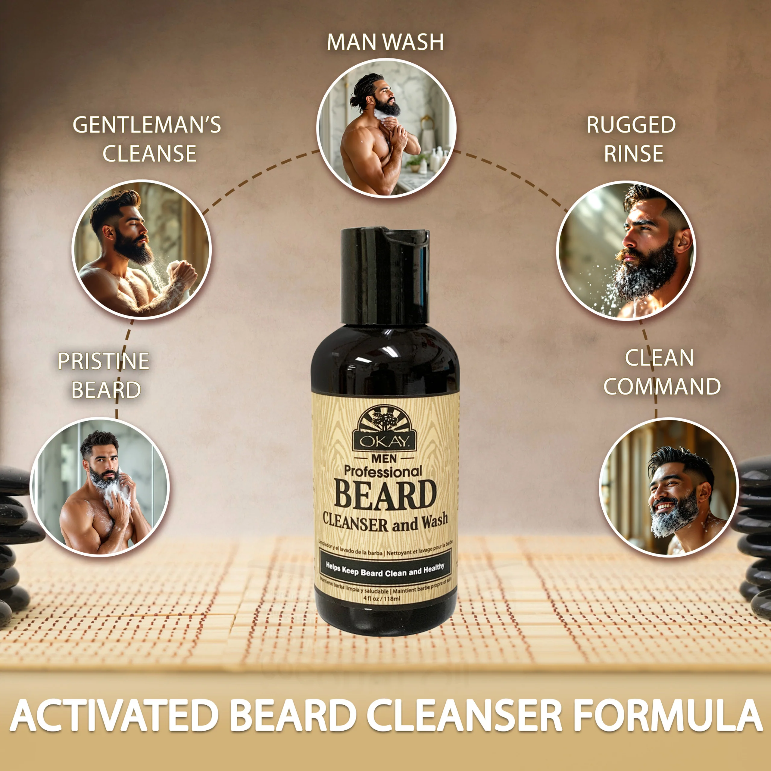 Okay Beard Wash 4oz Deep Cleansing & Conditioning Gentle Grooming Shampoo for Men - Image 2