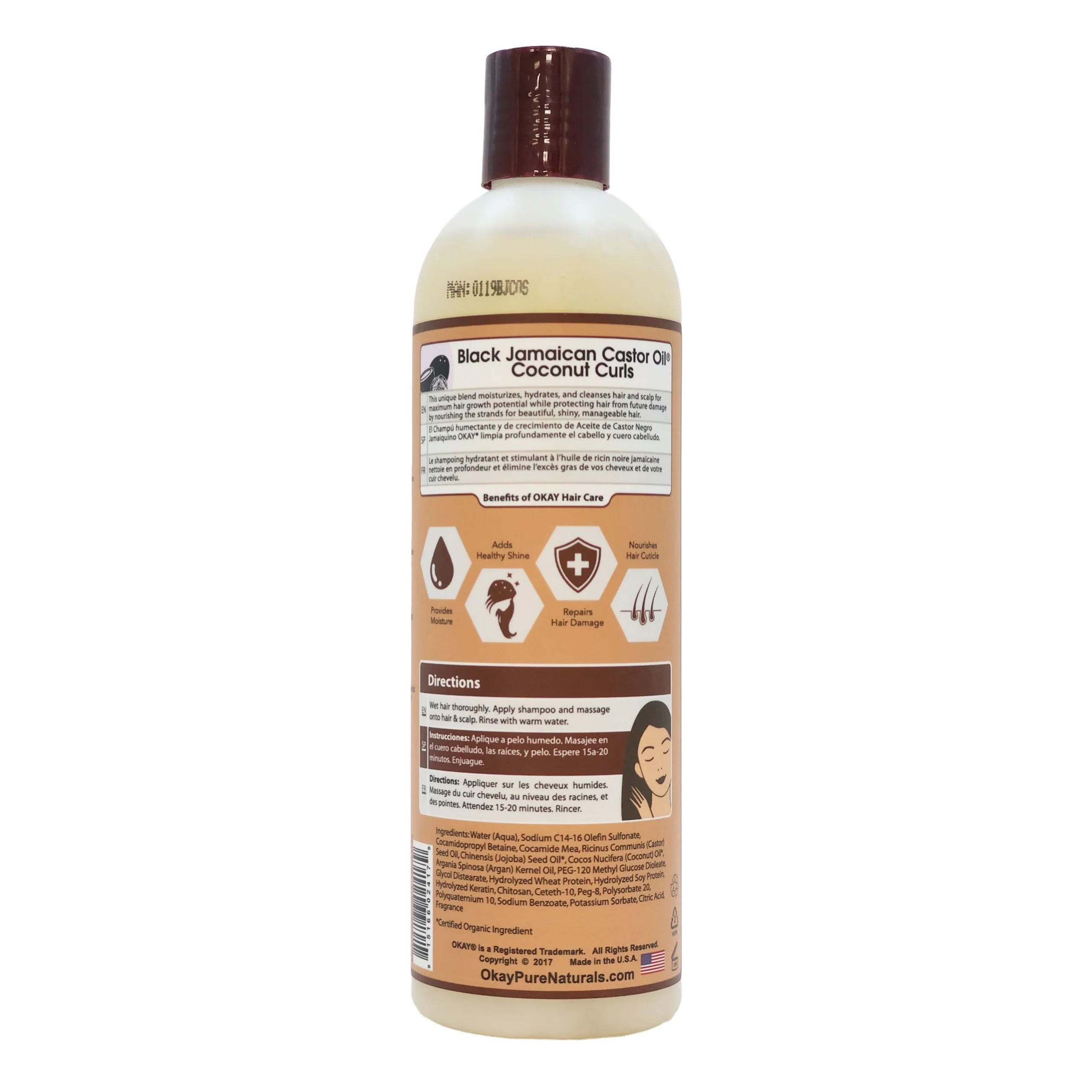 OKAY BLACK JAMAICAN CASTOR OIL COCONUT CURLS SHAMPOO 12OZ - Image 2