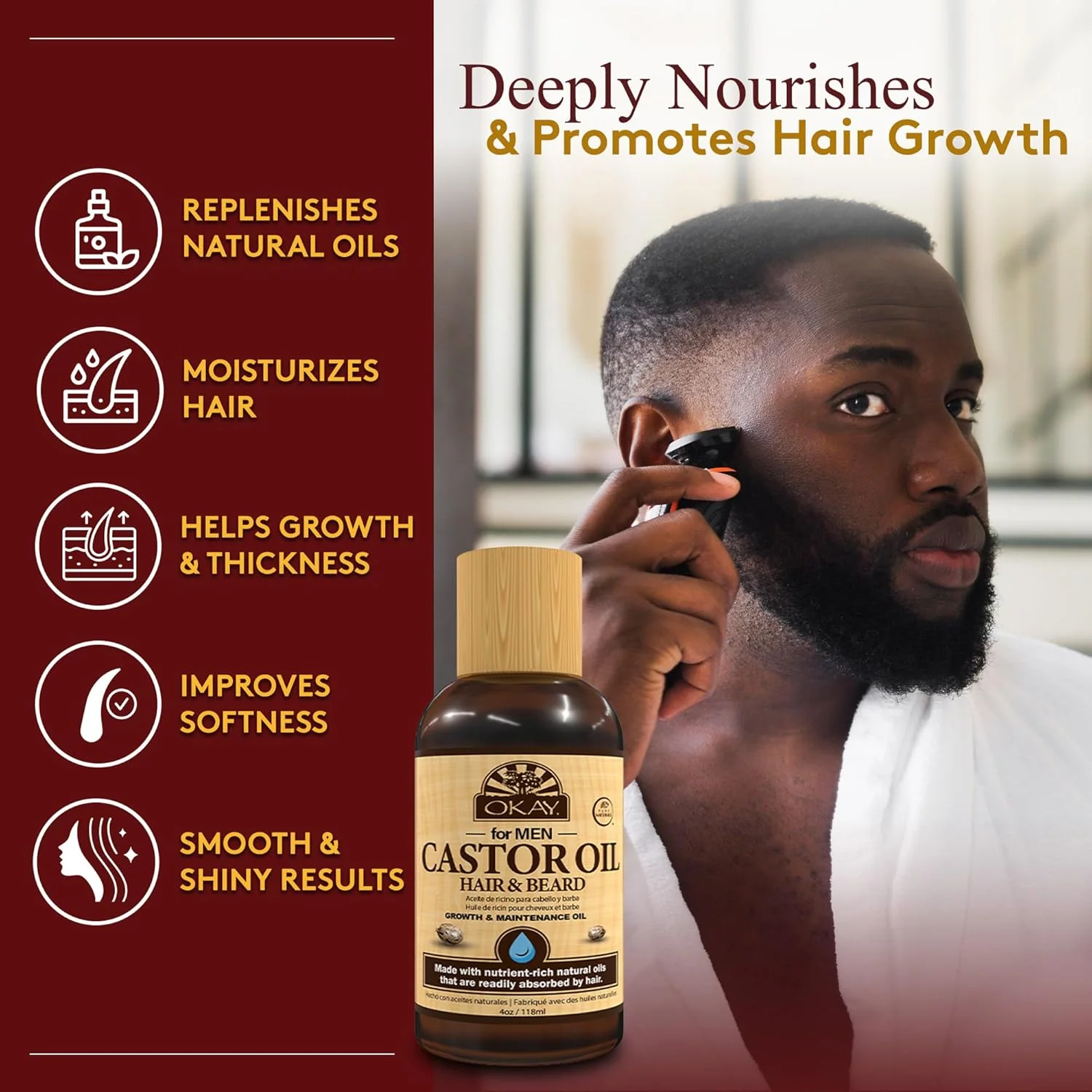 Okay For Men Castro Oil Nourishing Strong, Hair & BEAED 4oz - Image 3