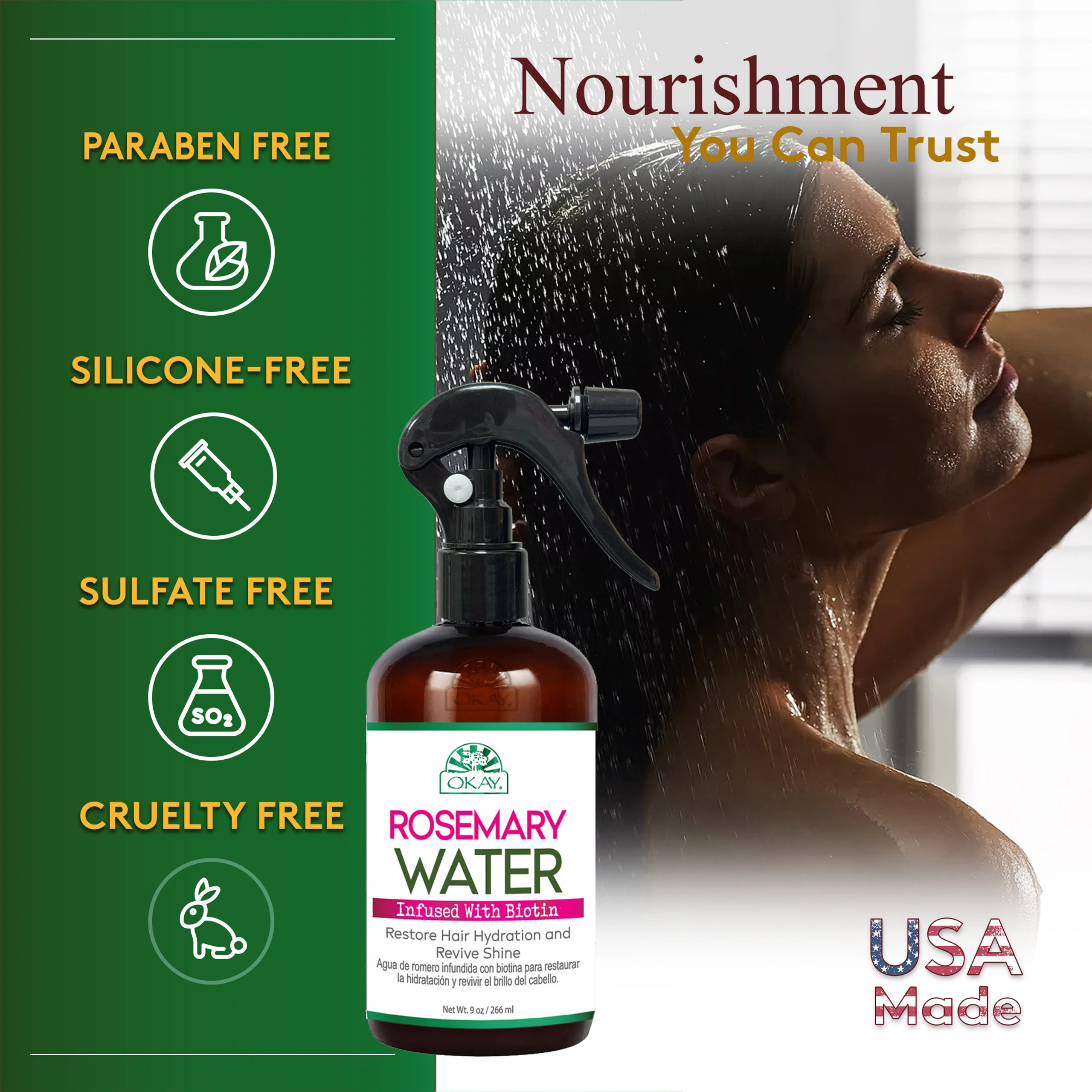 Okay Rosemary Water Biotin 9oz Strengthening & Nourishing Hair - Image 5