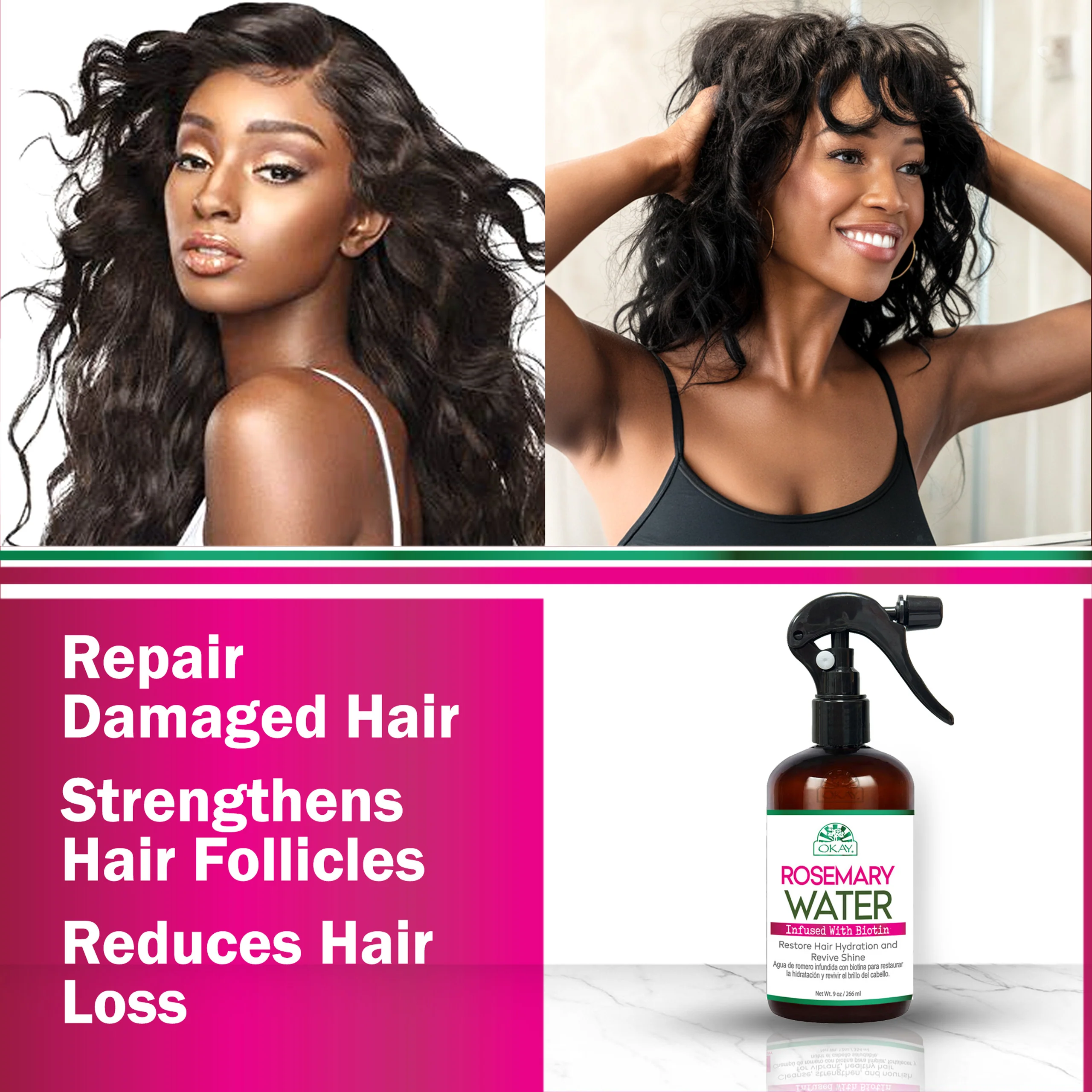 Okay Rosemary Water Biotin 9oz Strengthening & Nourishing Hair - Image 6