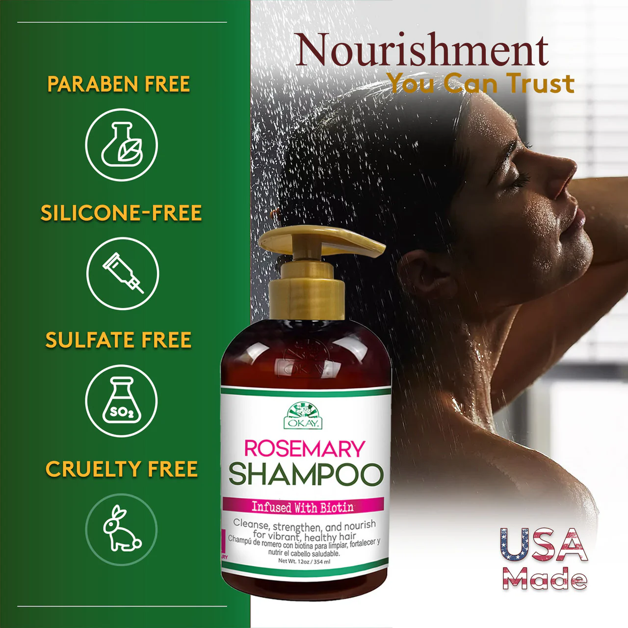 OKAY Rosemary with Biotin Shampoo 12oz - Image 3