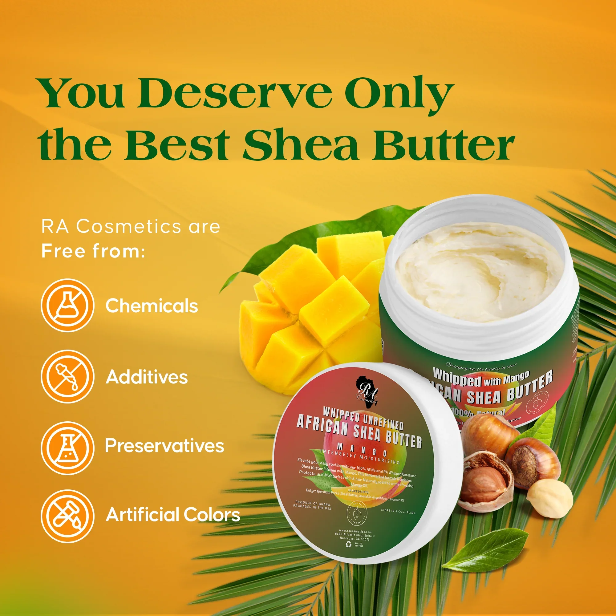 RA Cosmetics Whipped Unrefined African Shea Butter - Mango Scent 6oz - Image 3