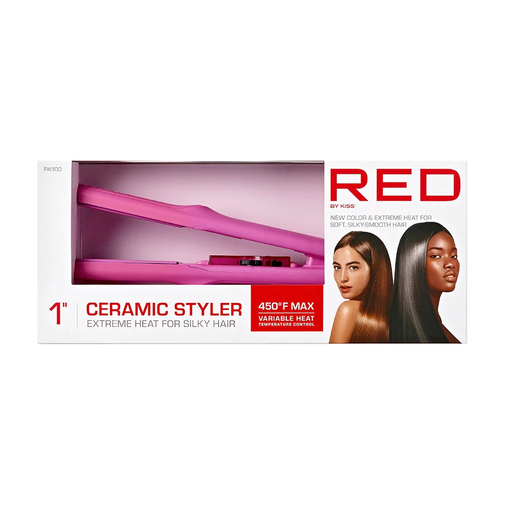 RED BY KISS Ceramic Styler Flat Iron 450°F High Heat & Smooth Glide - Image 5