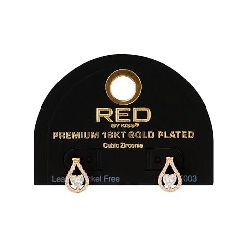 RED BY KISS 18K Gold CZ Stud Earrings - Image 12