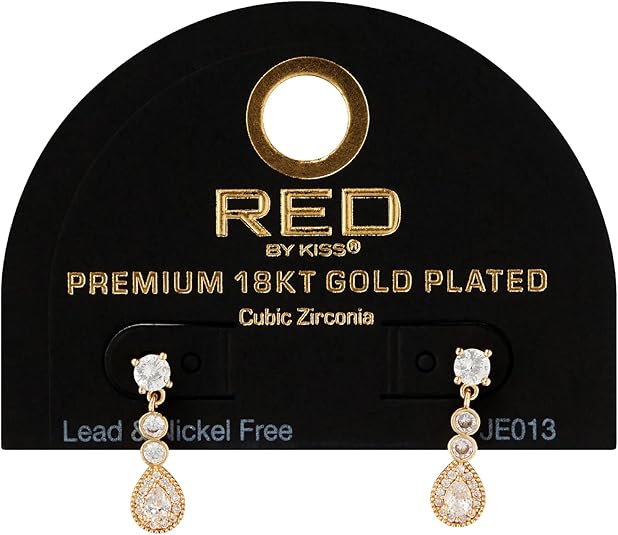 RED BY KISS 18K Gold CZ Stud Earrings - Image 13