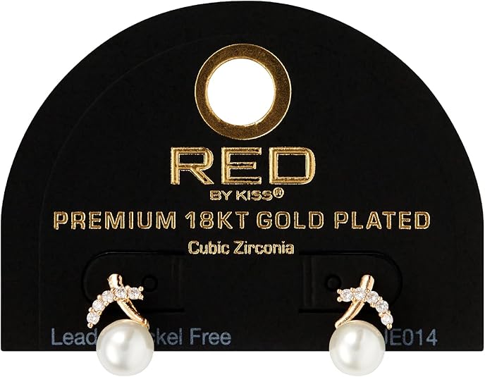 RED BY KISS 18K Gold CZ Stud Earrings - Image 15
