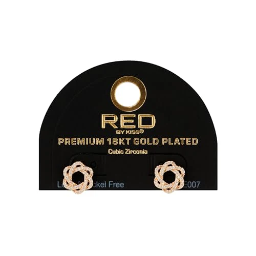 RED BY KISS 18K Gold CZ Stud Earrings - Image 4