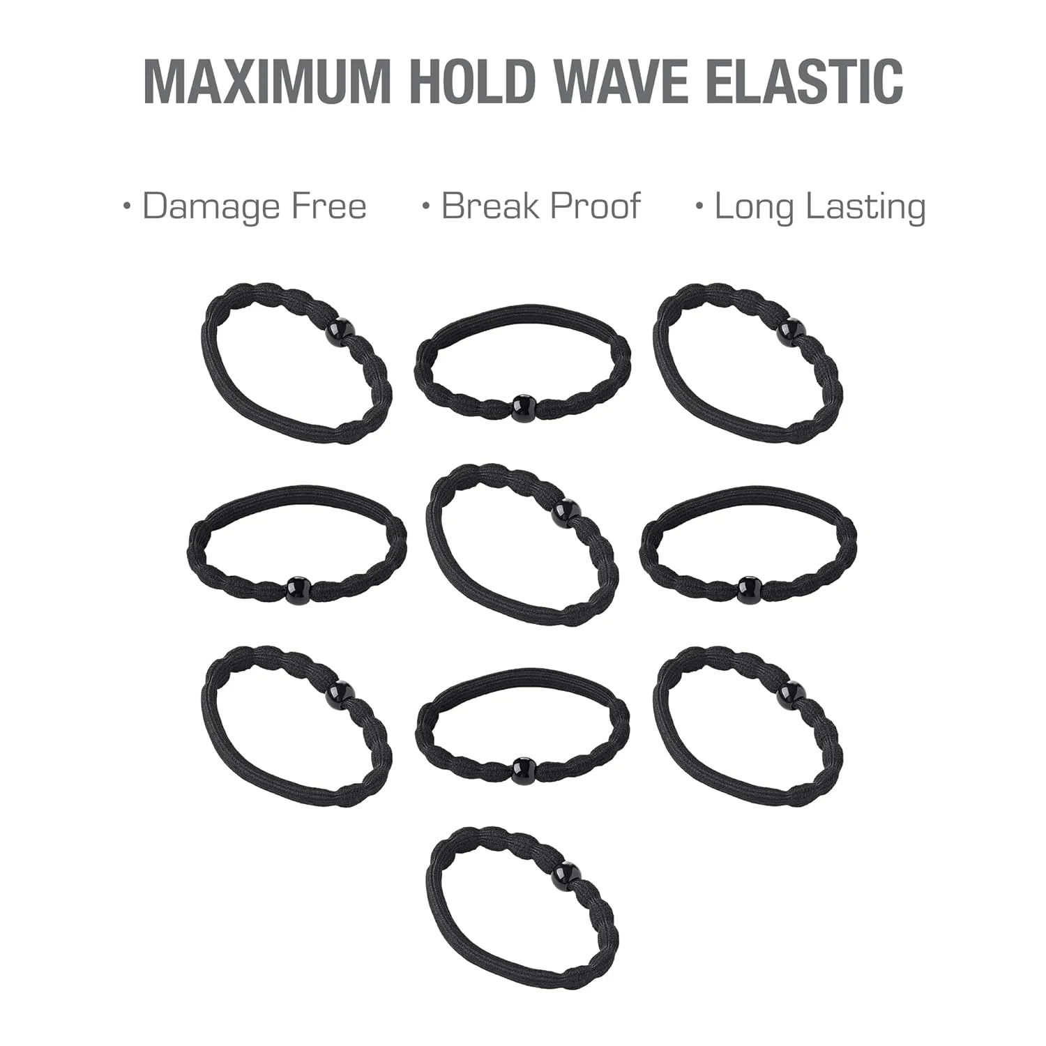 RED BY KISS Cotton Elastic Hair Band Black Hair Tie - 10 Pack - Image 3