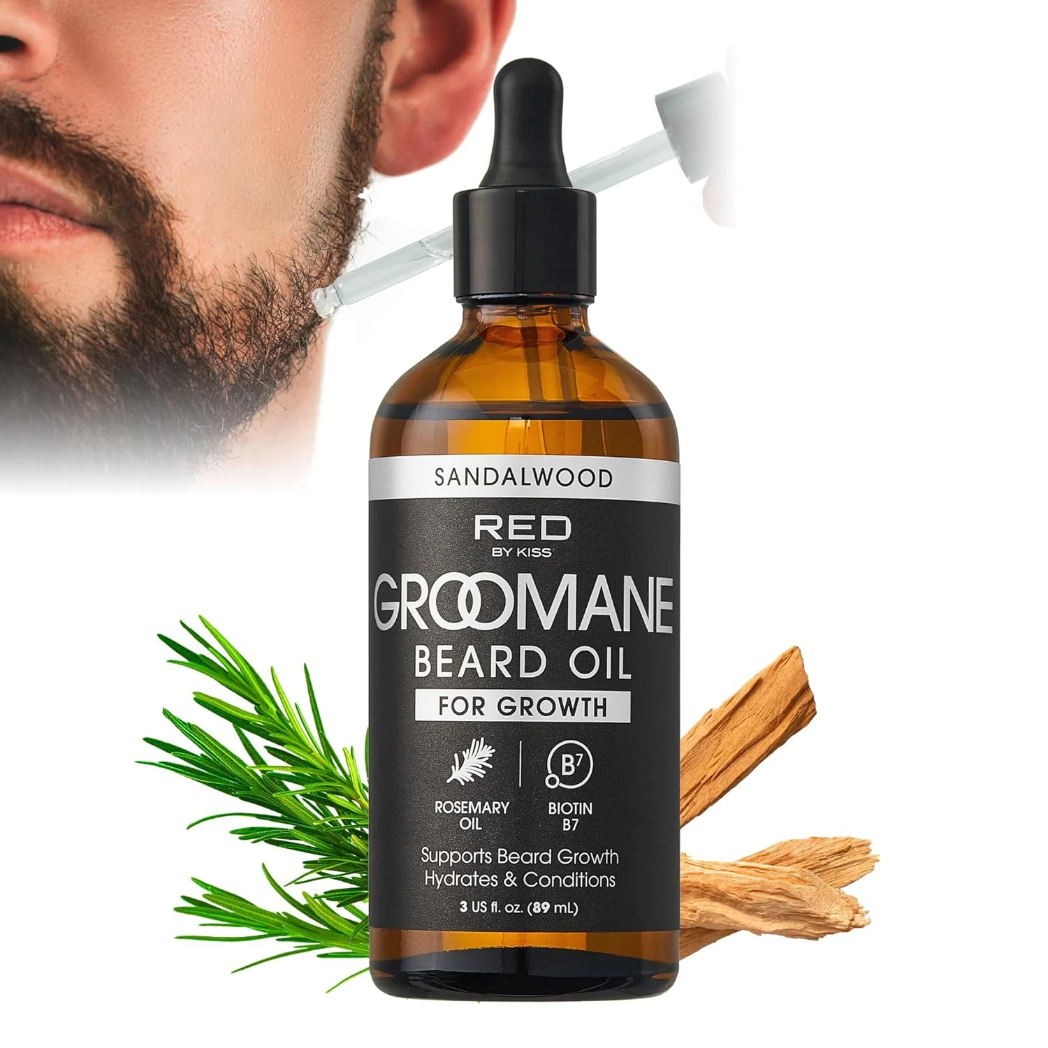 Red By Kiss Groomane Beard Oil Promotes Full, Look Beard Strengthen Facial Hair 3 oz - Image 2