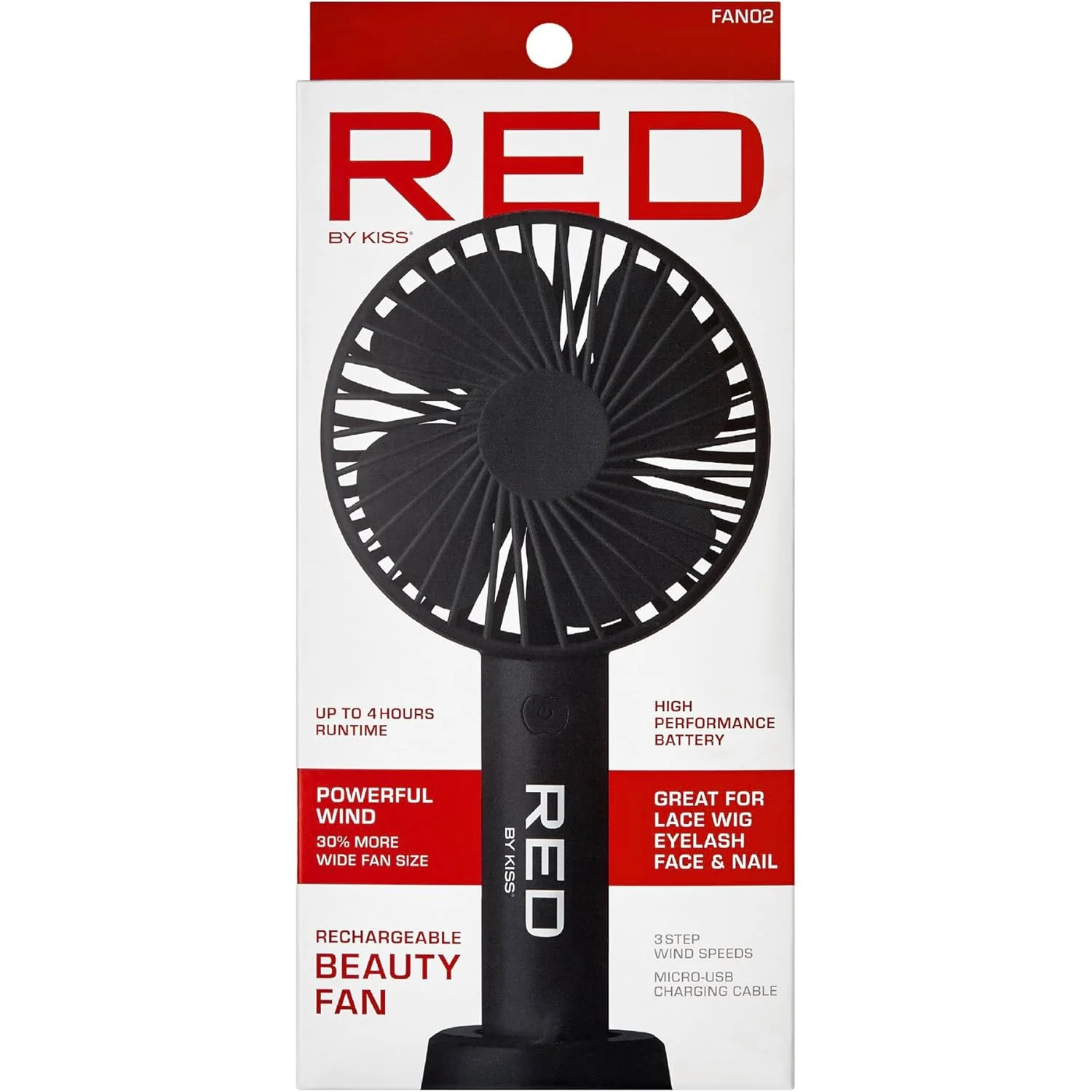Red by Kiss Rechargeable Beauty Fan - Image 3