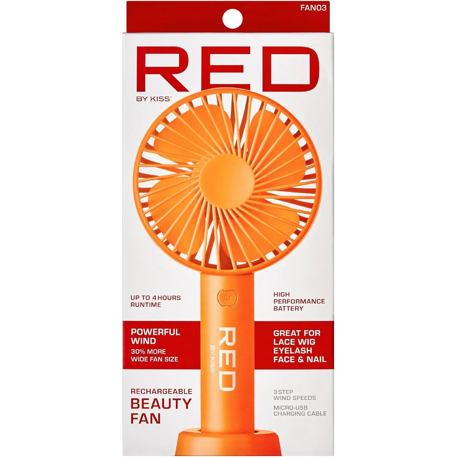 Red by Kiss Rechargeable Beauty Fan - Image 4