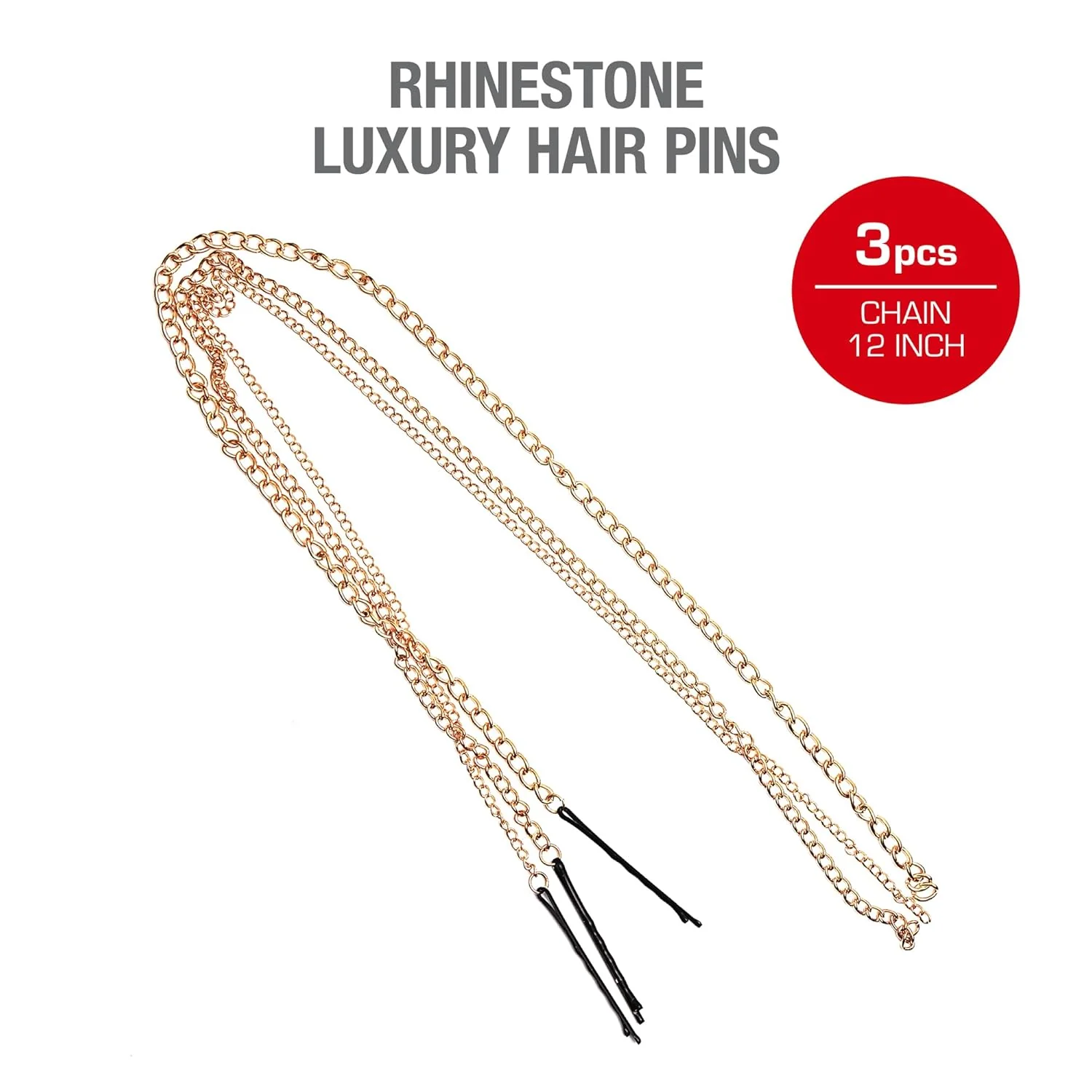RED BY KISS Rhinestone Chain Hair Pin - 3 Pack - Image 3