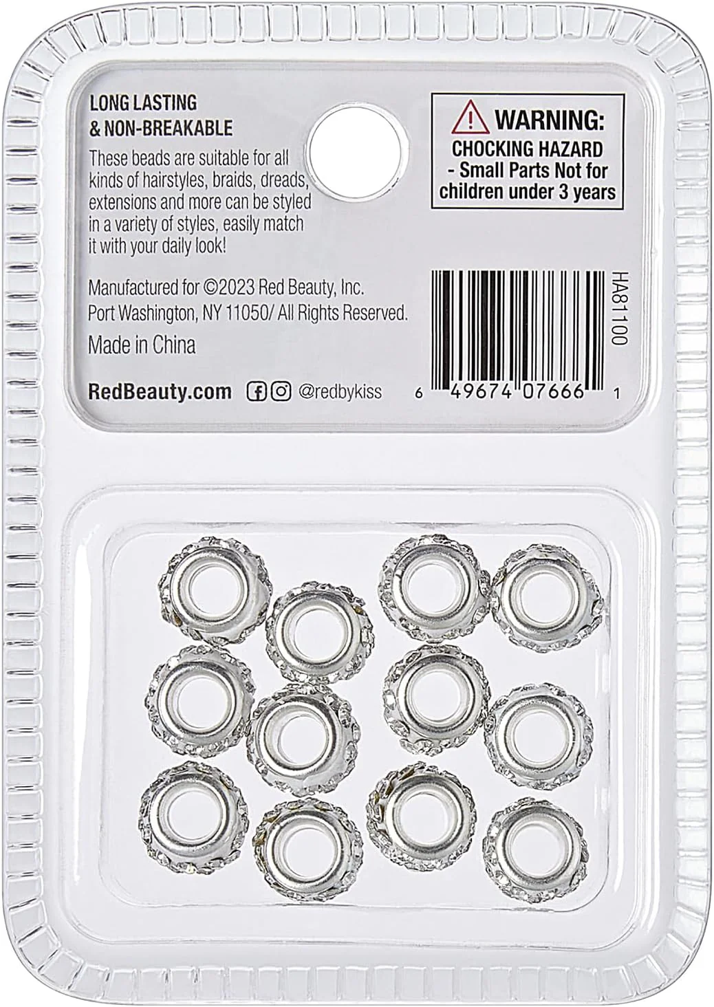 RED BY KISS Rhinestone Hair Beads 12 Pack - Image 3