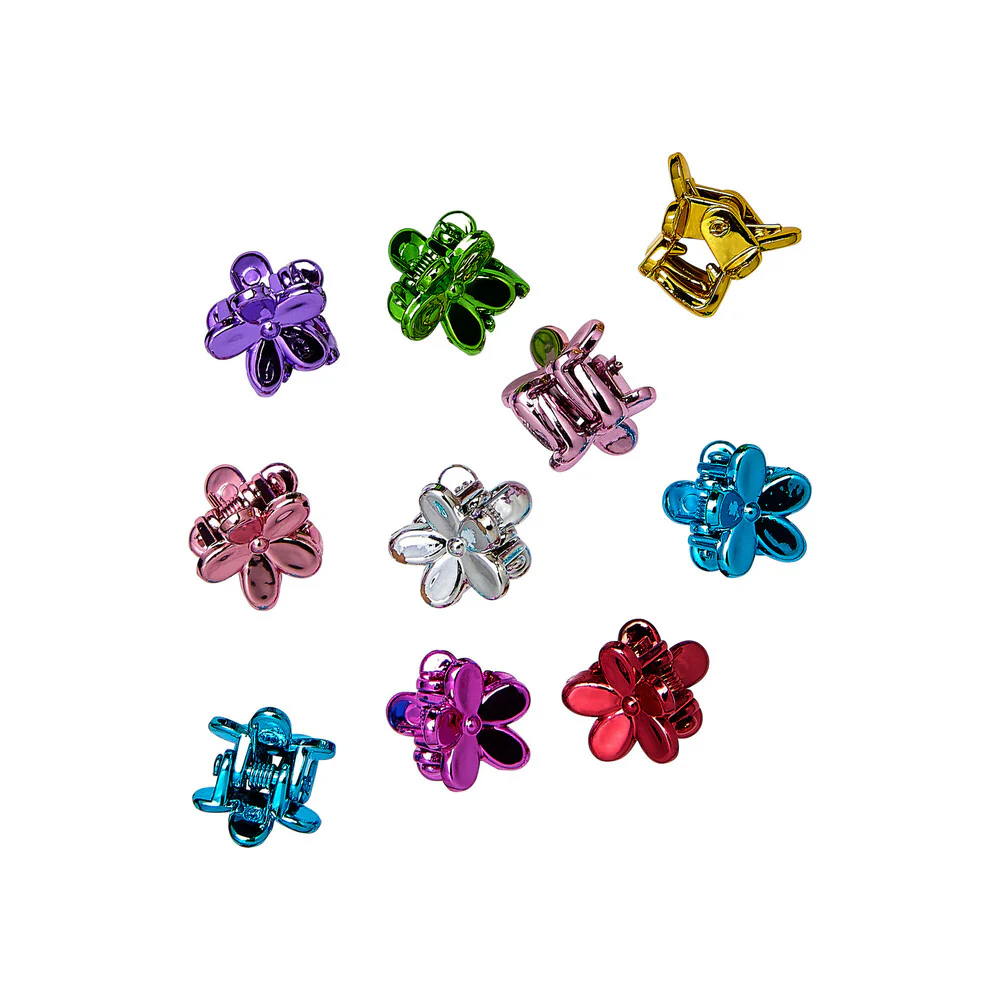 Red Kids Chrome Flower Claw Clip Set 18 PCS PN27 - Image 3