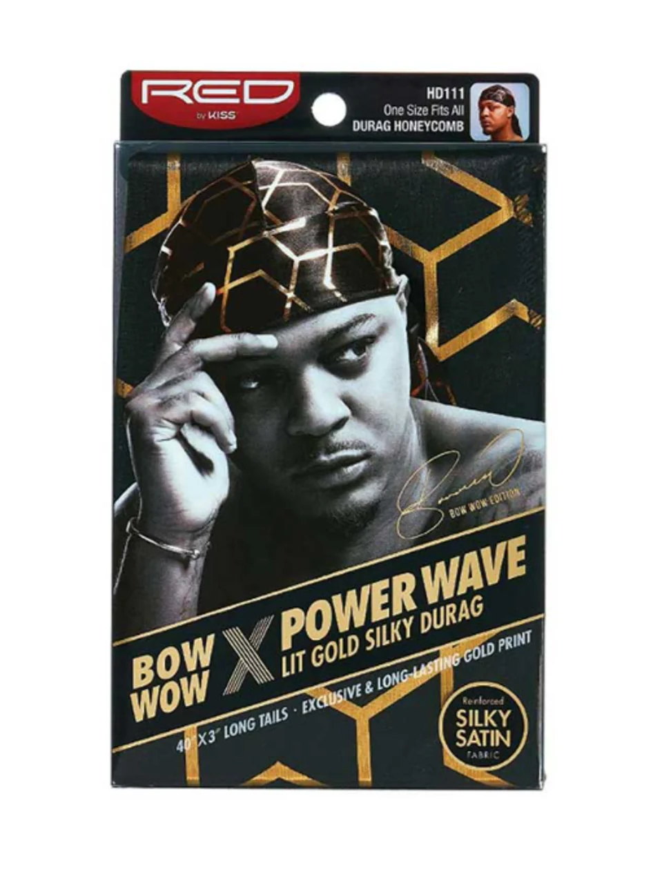 RED BY KISS Power Wave Lit Gold Silky Durag - Image 2