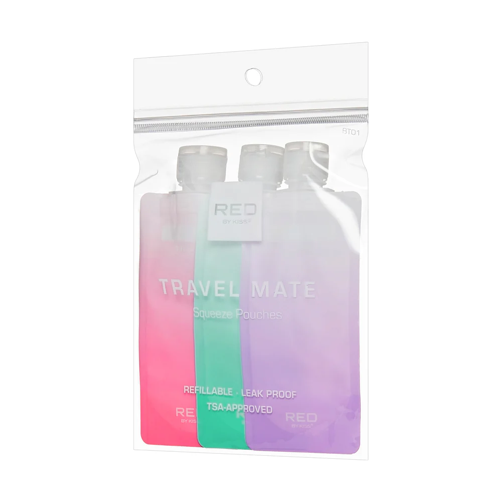 Red Refillable Travel Pouch Bottle Set BT01 - Image 3