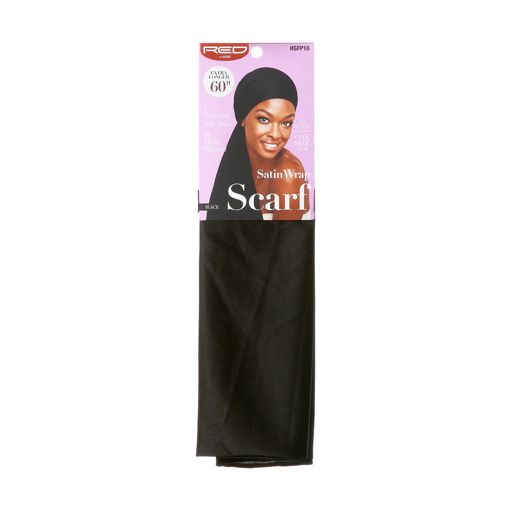 Red Satin Wrap Scarf Black HSFP10