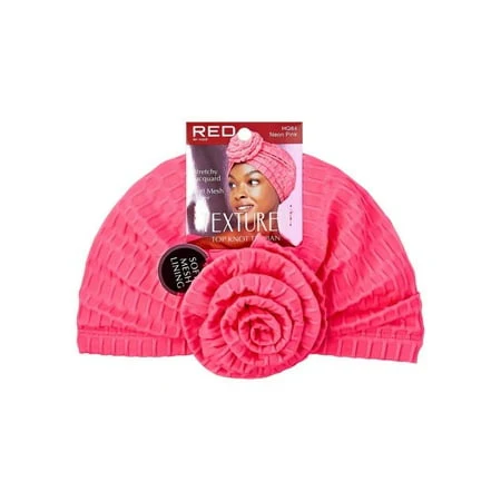 Red Texture Top Knot Turban - Image 4
