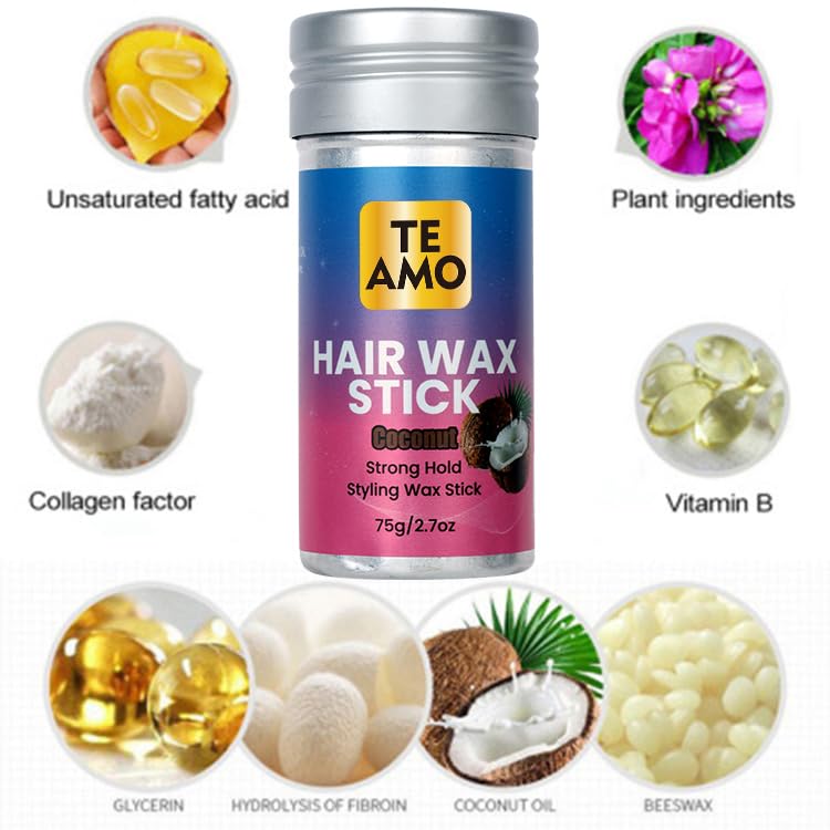 Te Amo Coconut Hair Wax Stick for Flyaways Hair Gel 2.7 oz - Image 4
